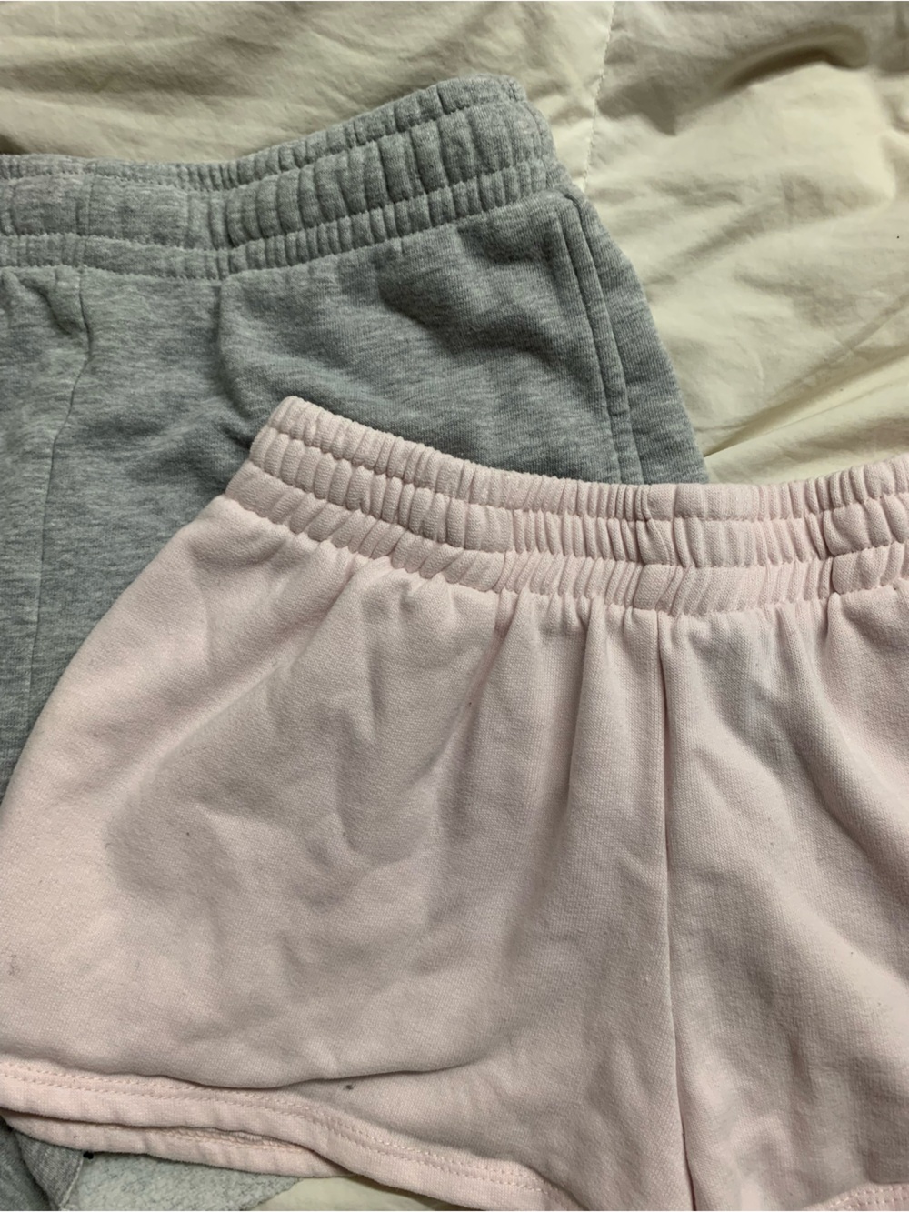 Light Grey and Light Pink Fleece-Lined Sweat-short Bundle
